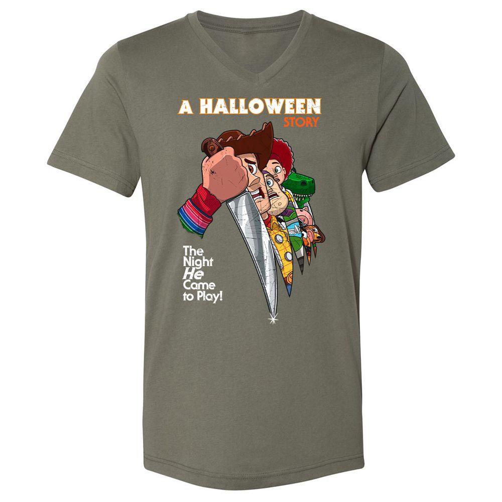 Unisex V-Neck T-Shirt - Q8ZWRSSV - Military Green - 10
