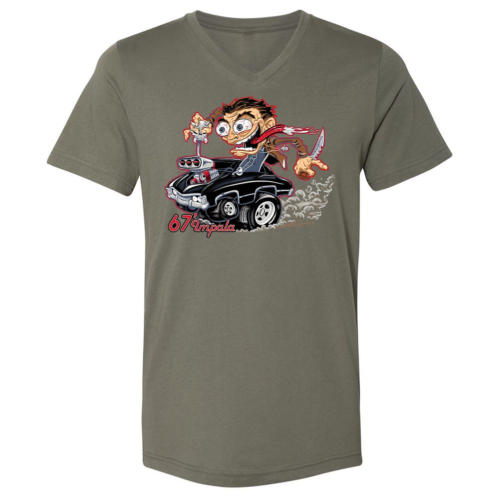 Unisex V-Neck T-Shirt - RKXFV9TJ - Military Green - 10