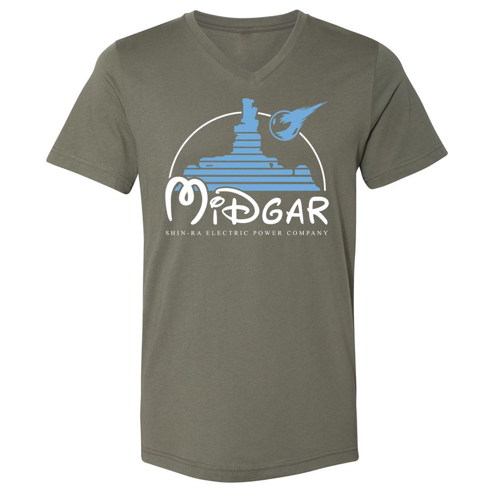 Unisex V-Neck T-Shirt - QW8YAVFE - Military Green - 10
