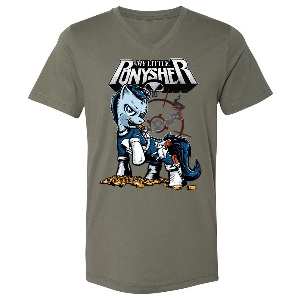 Unisex V-Neck T-Shirt - C67L1ZFV - Military Green - 10