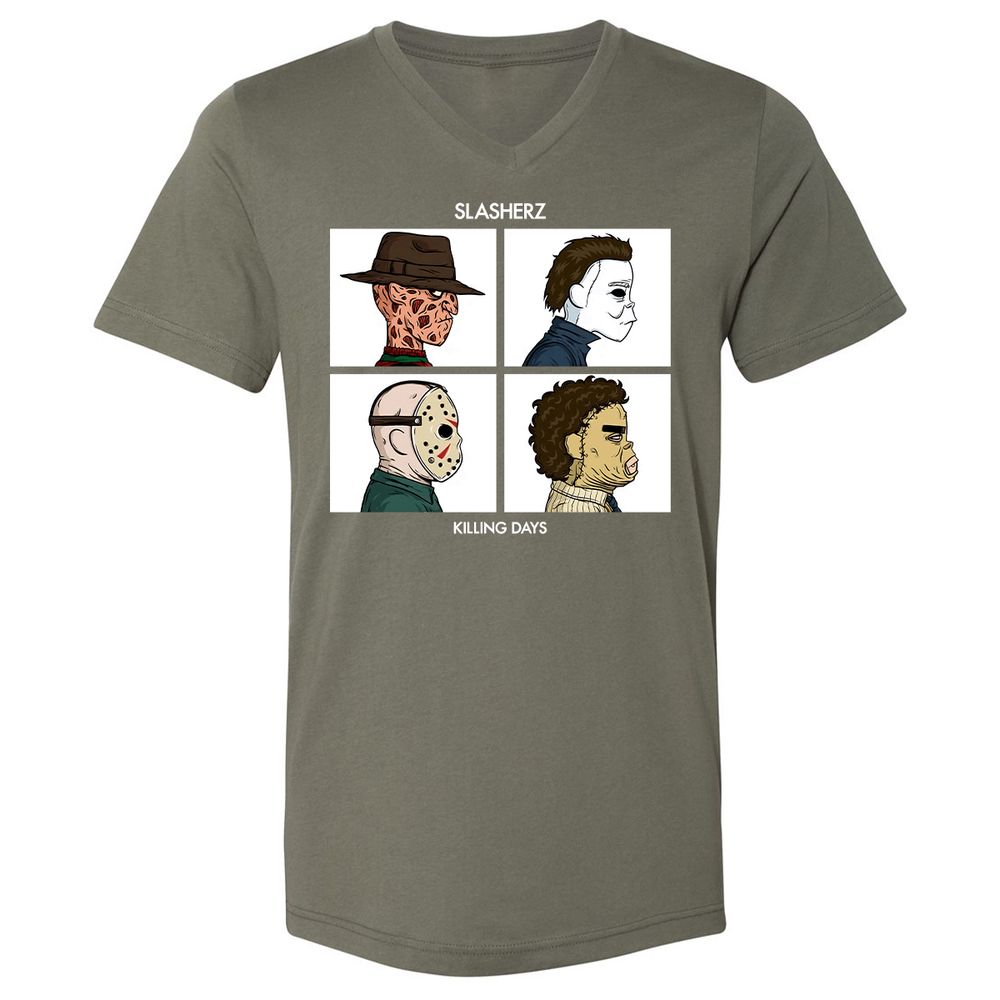 Unisex V-Neck T-Shirt - D9KU5CVK - Military Green - 10