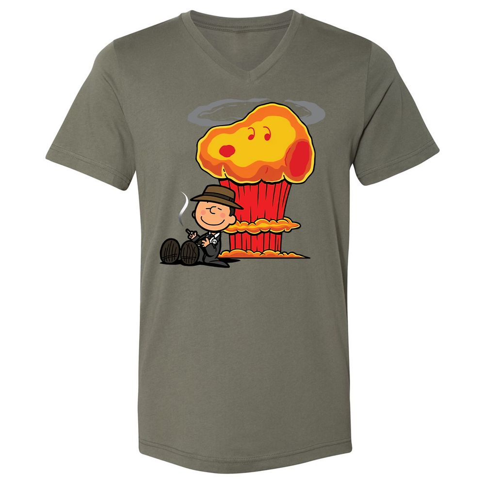 Unisex V-Neck T-Shirt - BQUSWZV5 - Military Green - 10