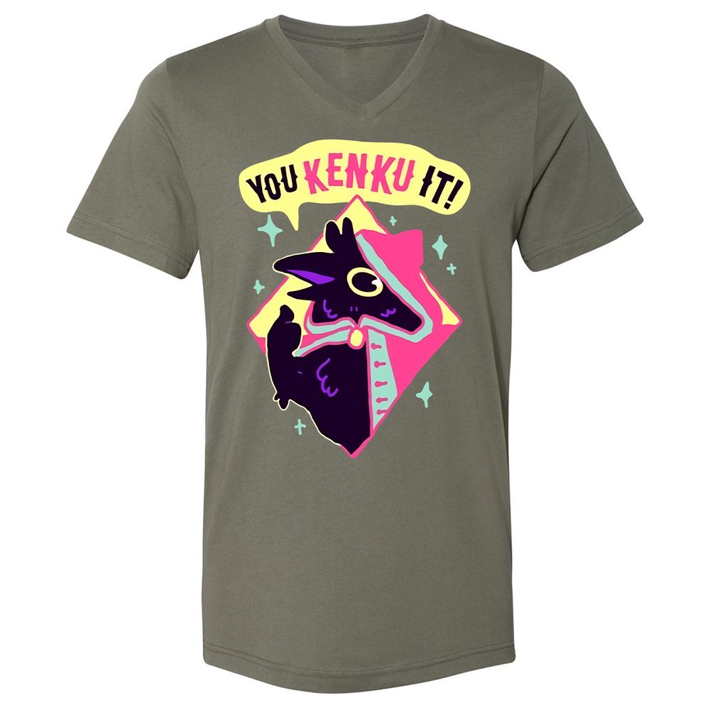 Unisex V-Neck T-Shirt - 4GUCF5S1 - Military Green - 10