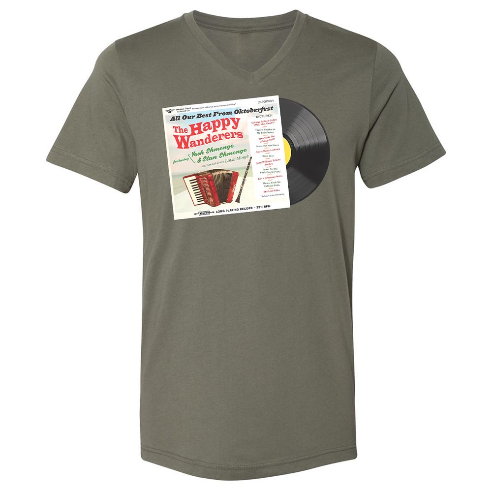 Unisex V-Neck T-Shirt - QHDQ77EH - Military Green - 10