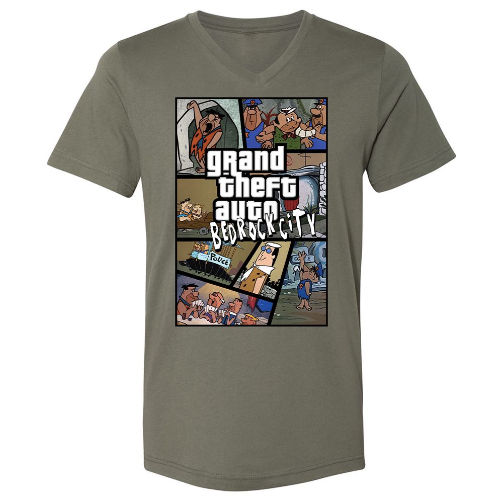 Unisex V-Neck T-Shirt - 7R8V4MEM - Military Green - 10