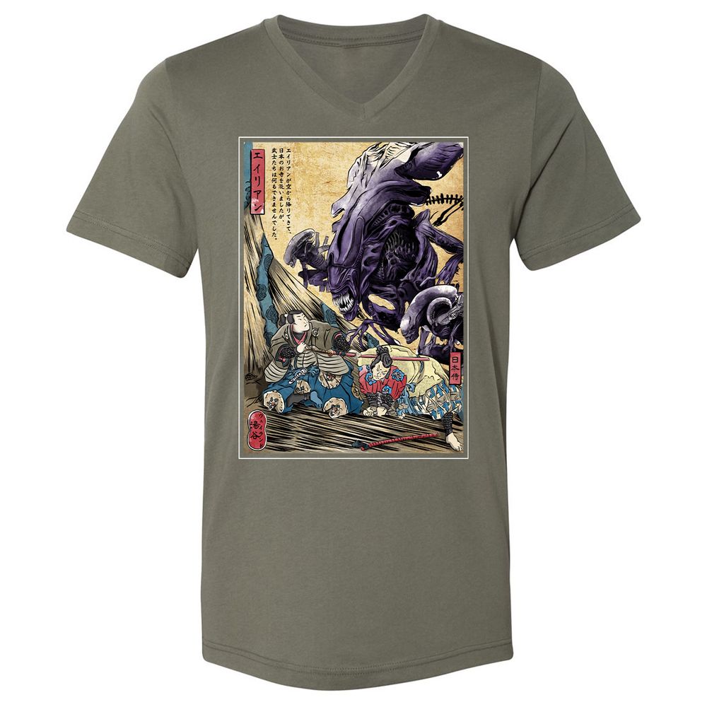 Unisex V-Neck T-Shirt - T66RFLWZ - Military Green - 10