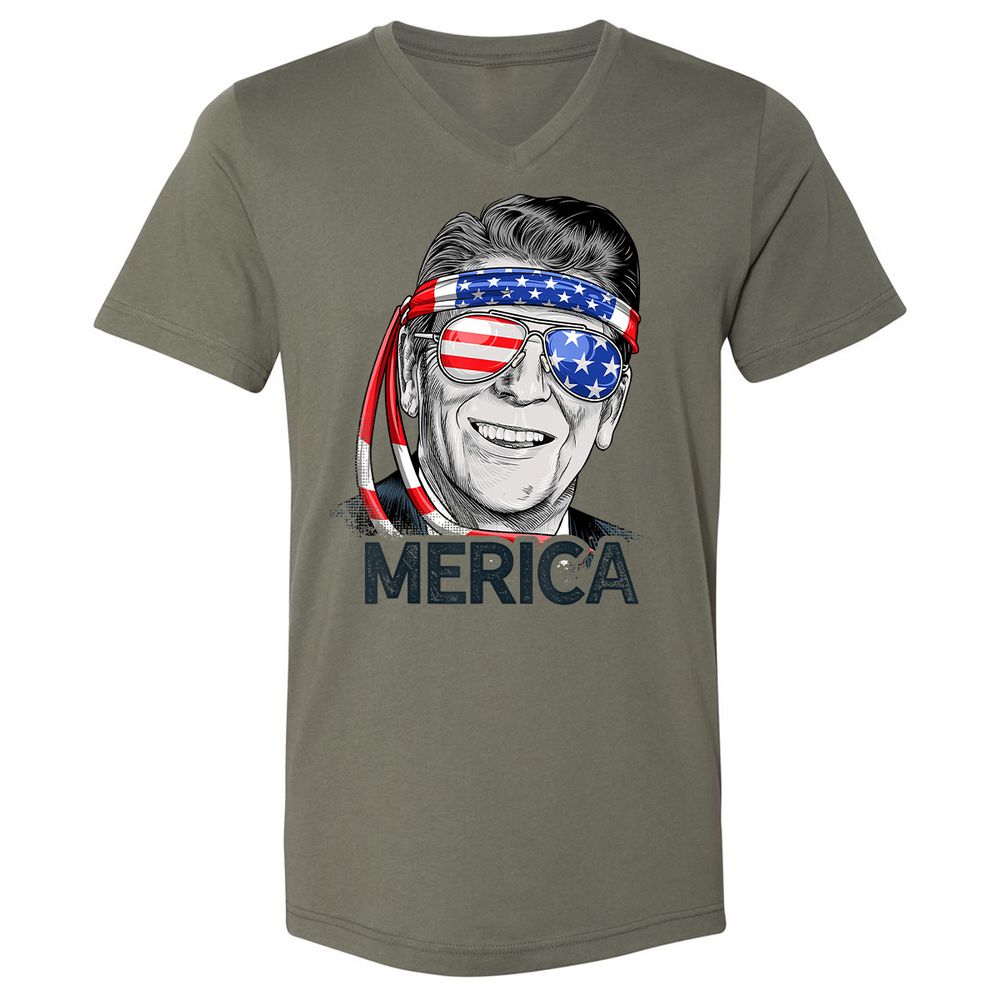 Unisex V-Neck T-Shirt - L1X8JY6Y - Military Green - 10
