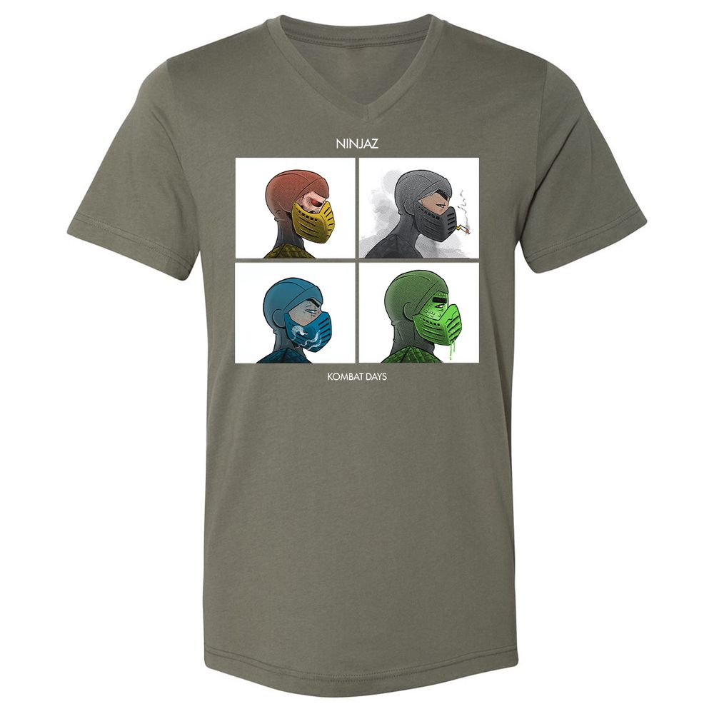 Unisex V-Neck T-Shirt - LQPZ49UY - Military Green - 10