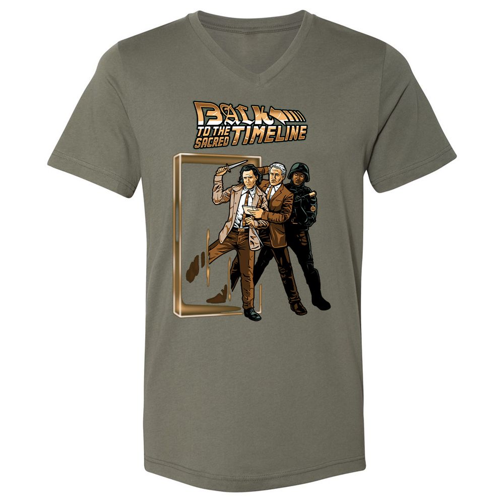 Unisex V-Neck T-Shirt - KJY83S2Q - Military Green - 10