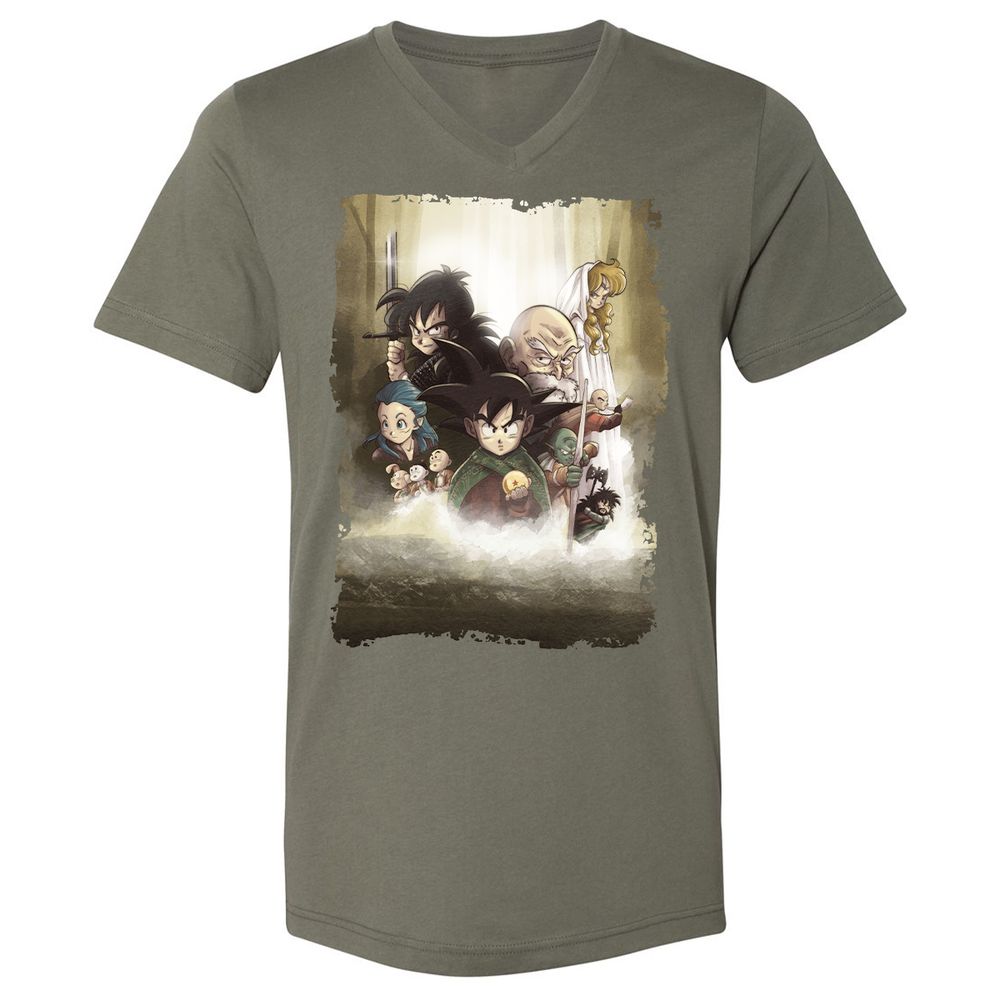 Unisex V-Neck T-Shirt - ZNUUR6J7 - Military Green - 10