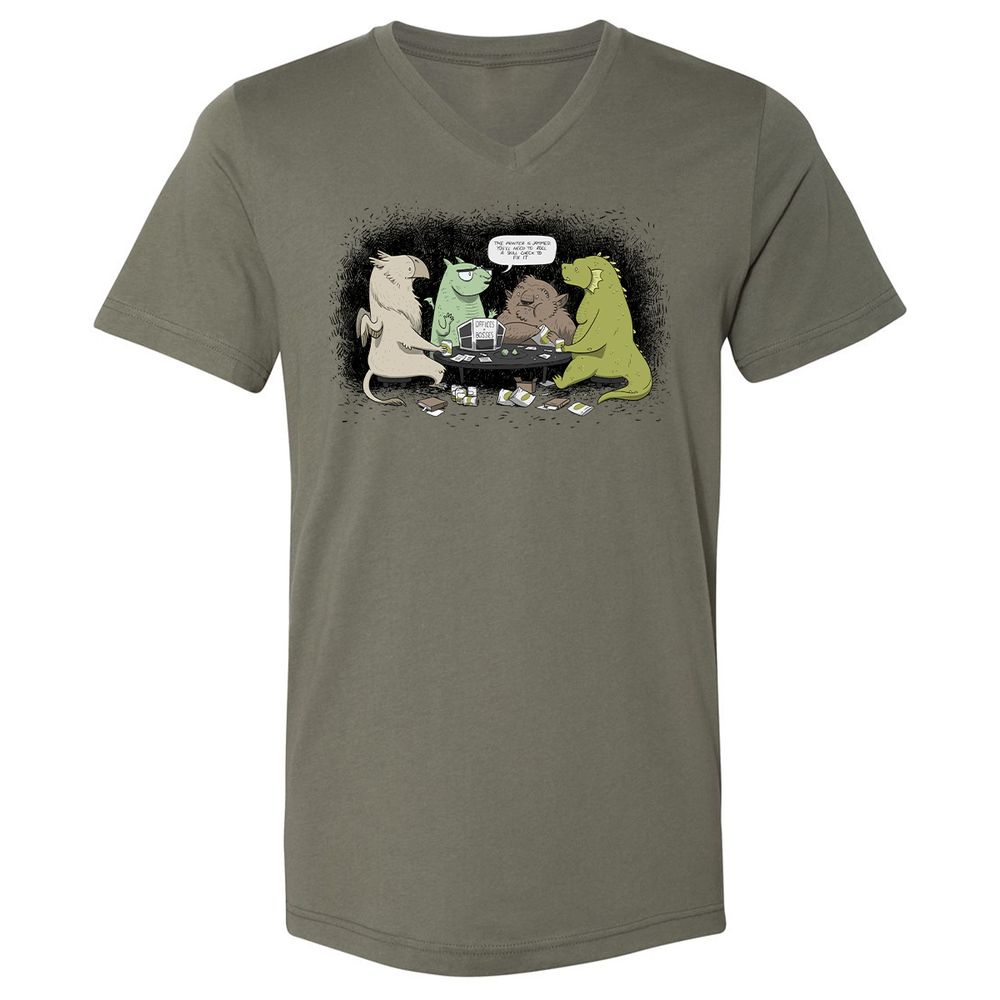 Unisex V-Neck T-Shirt - SD7TTJE3 - Military Green - 10
