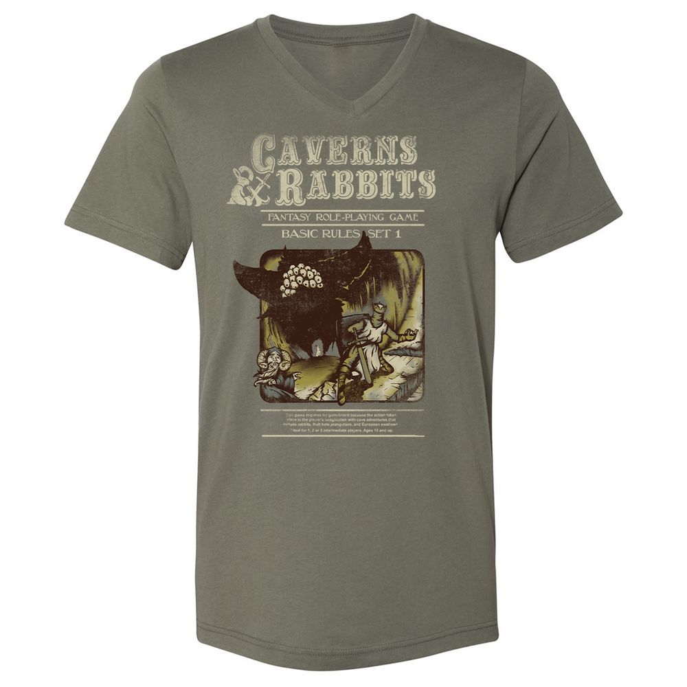 Unisex V-Neck T-Shirt - C7KTRTZF - Military Green - 10