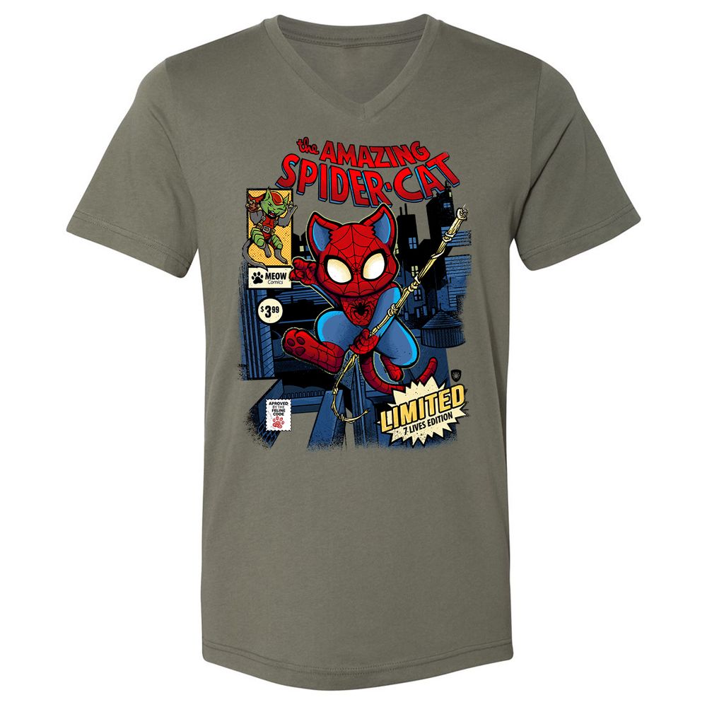 Unisex V-Neck T-Shirt - QFDE9UU7 - Military Green - 10