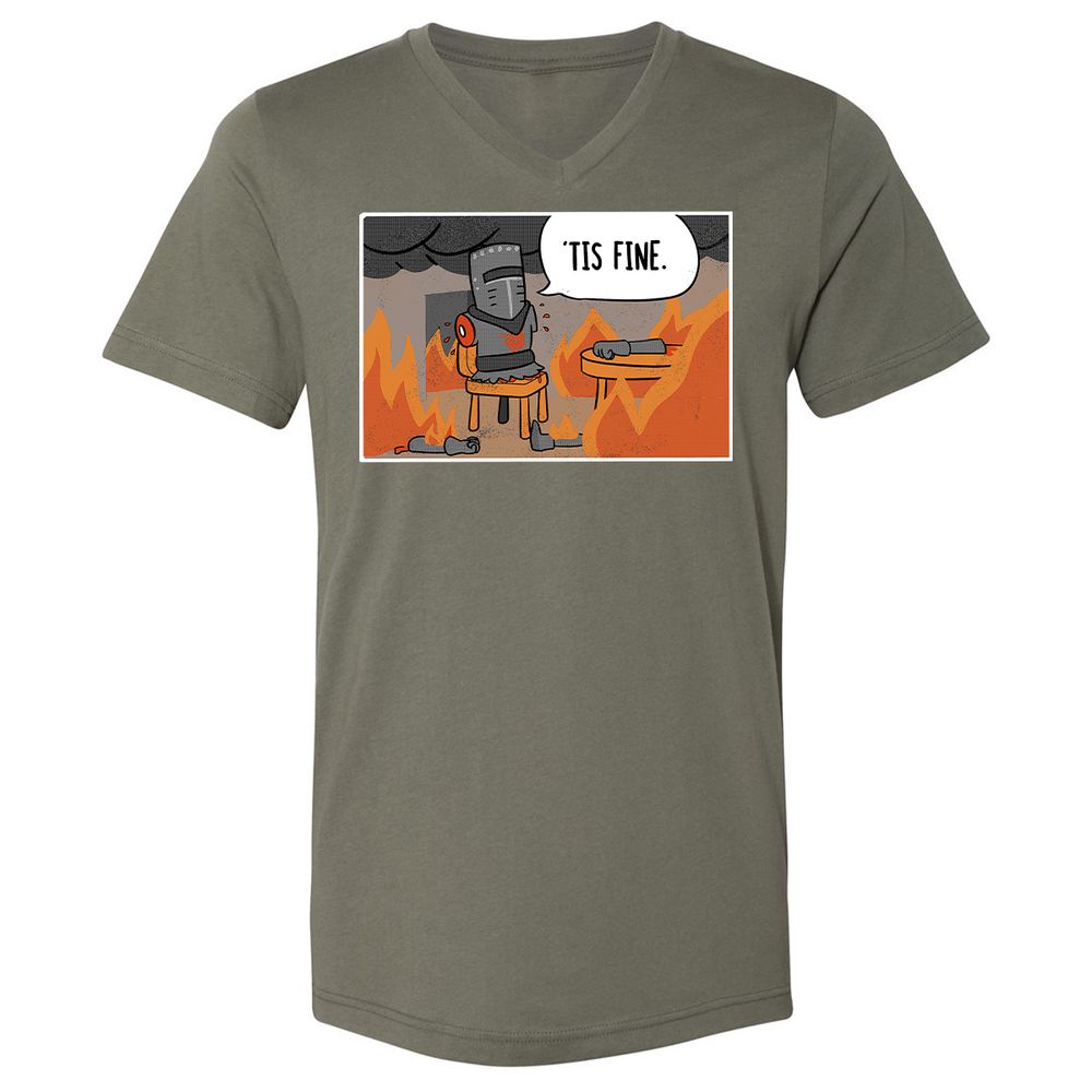 Unisex V-Neck T-Shirt - NXZFQQ8L - Military Green - 10