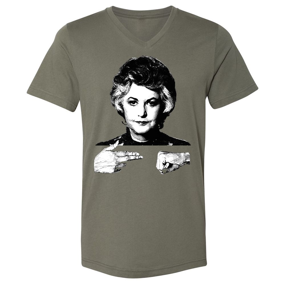 Unisex V-Neck T-Shirt - Q6SB1TZ8 - Military Green - 10