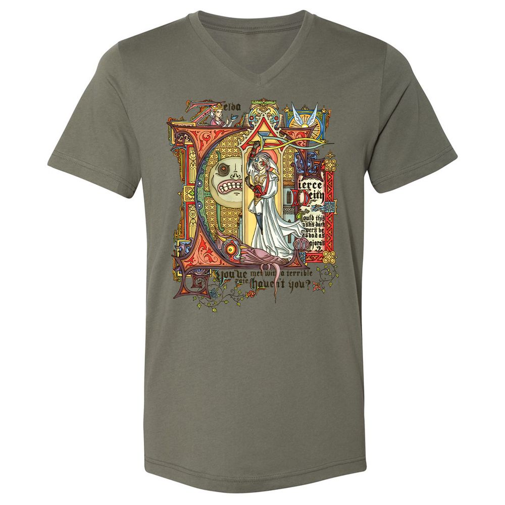 Unisex V-Neck T-Shirt - RXGYKFC4 - Military Green - 10