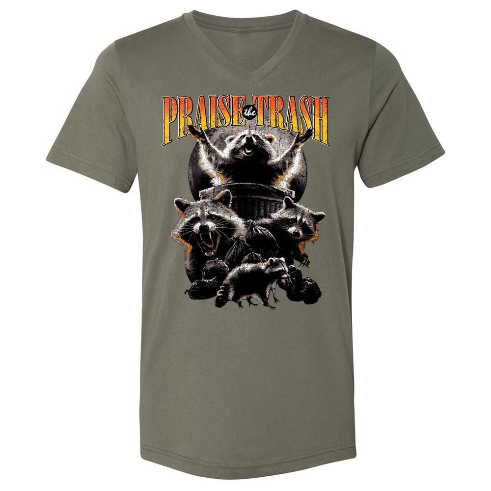 Unisex V-Neck T-Shirt - 14KXGNQQ - Military Green - 10