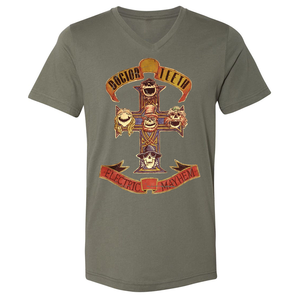 Unisex V-Neck T-Shirt - QXQW28ED - Military Green - 10