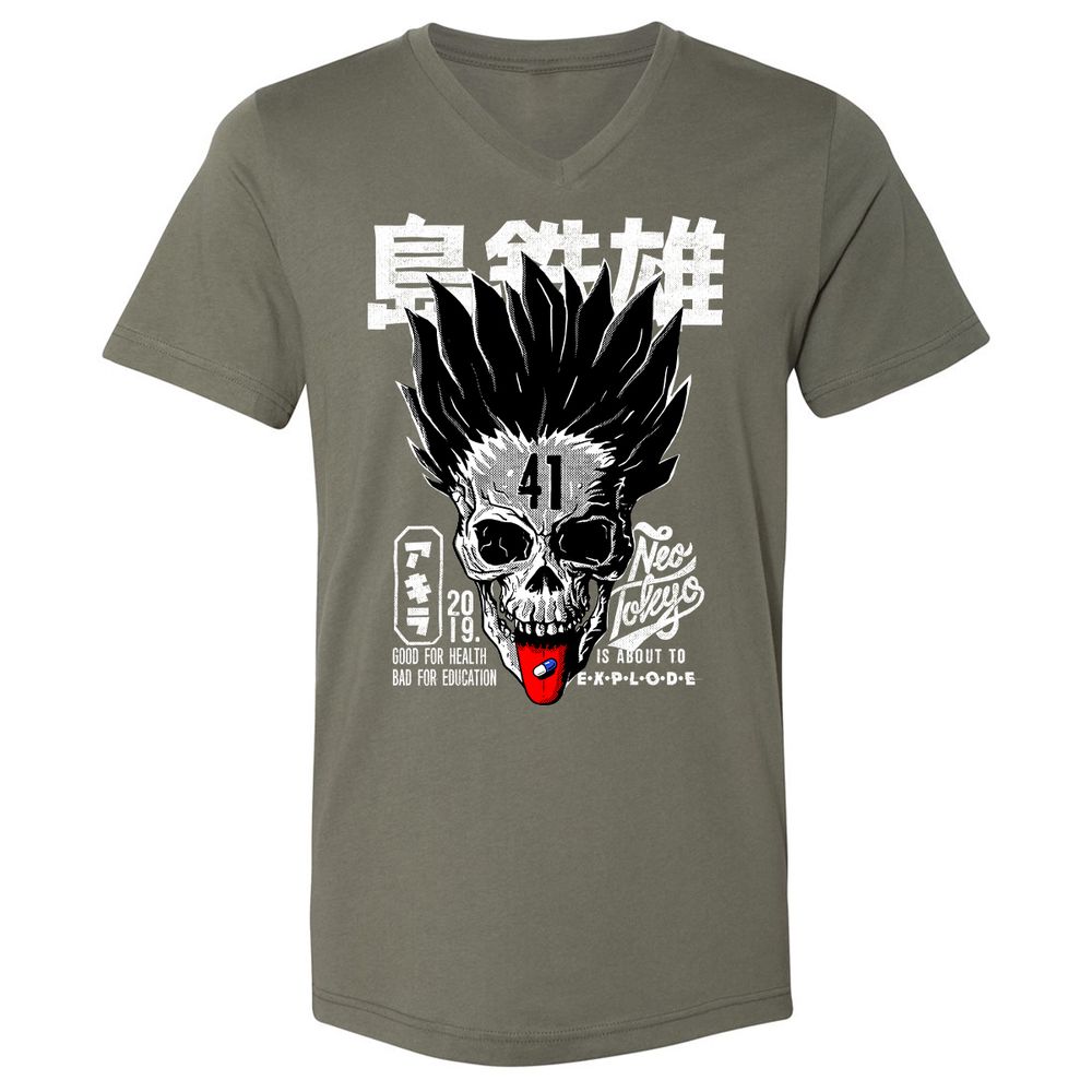Unisex V-Neck T-Shirt - JP28EYZJ - Military Green - 10