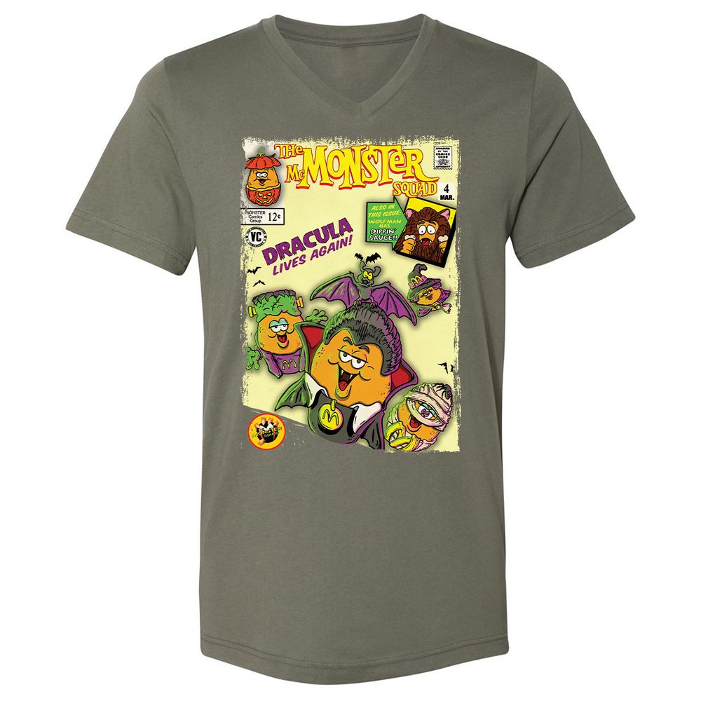 Unisex V-Neck T-Shirt - FUSW7T6Q - Military Green - 10