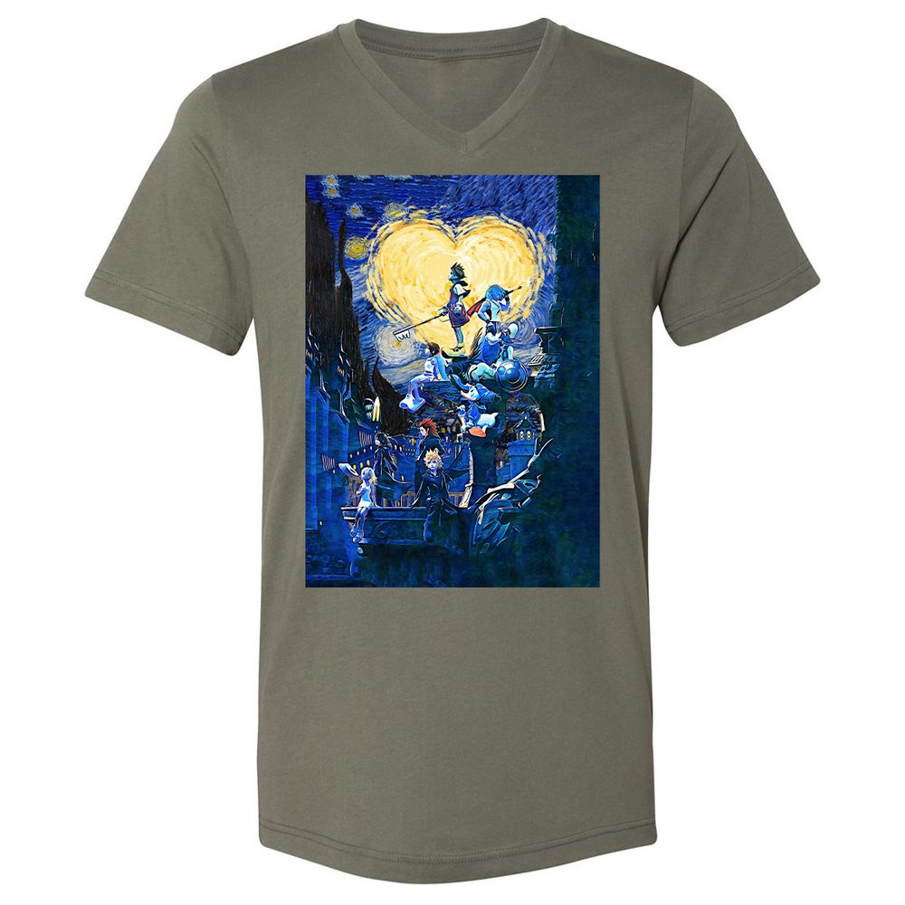 Unisex V-Neck T-Shirt - QRDMQX8G - Military Green - 10