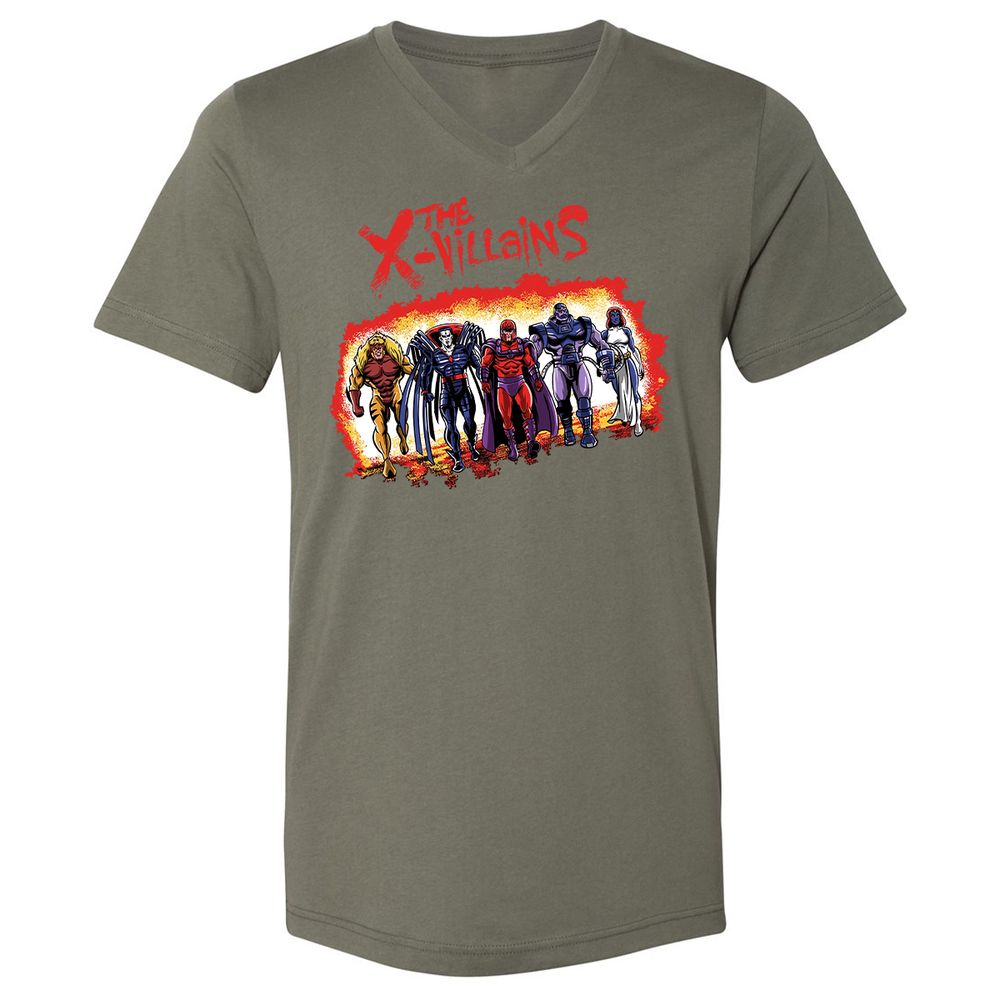 Unisex V-Neck T-Shirt - ZK1XLCWV - Military Green - 10