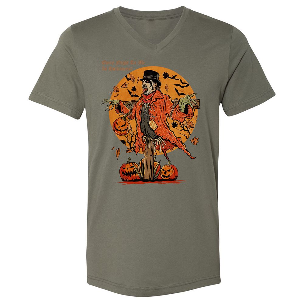 Unisex V-Neck T-Shirt - UZZTZLWU - Military Green - 10