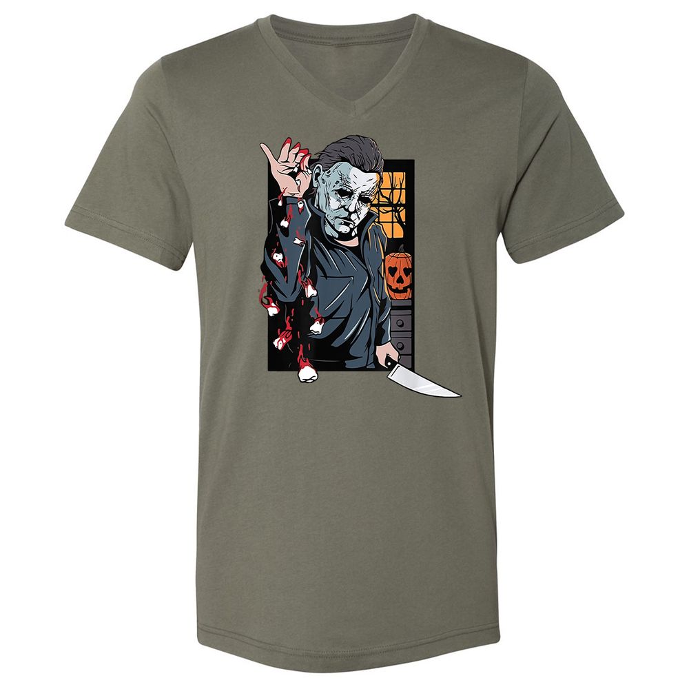 Unisex V-Neck T-Shirt - QGENDHGJ - Military Green - 10