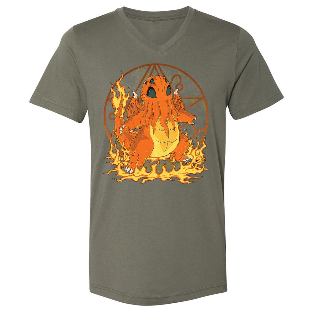 Unisex V-Neck T-Shirt - E8QMTQVZ - Military Green - 10