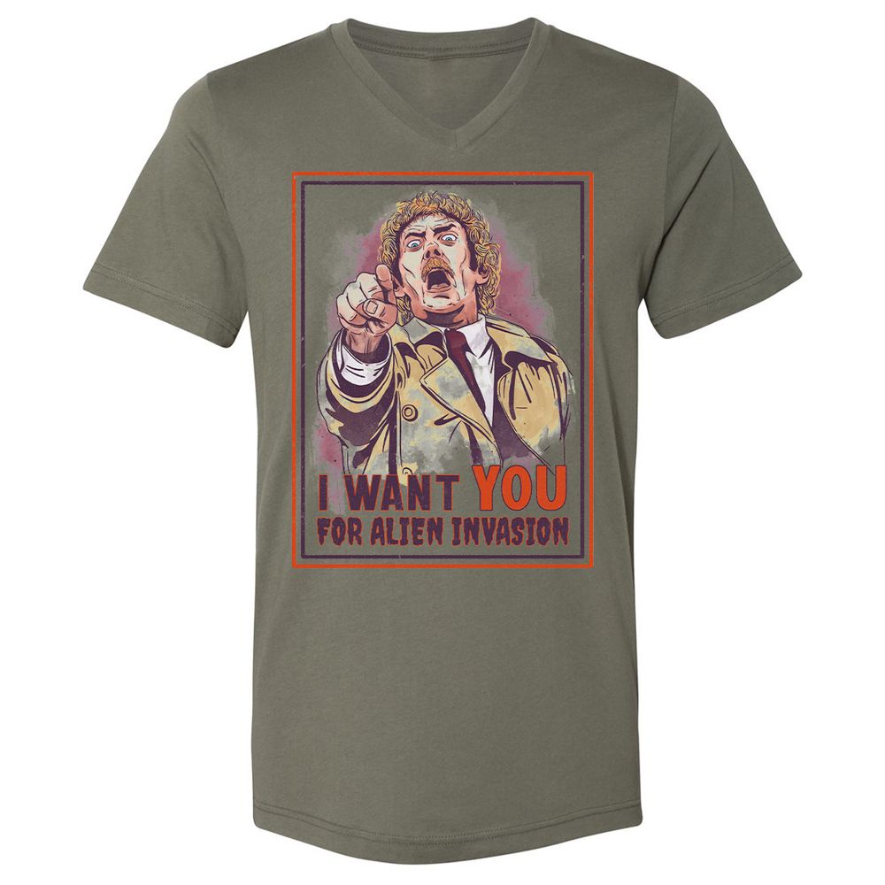 Unisex V-Neck T-Shirt - 4N2LMQPR - Military Green - 10