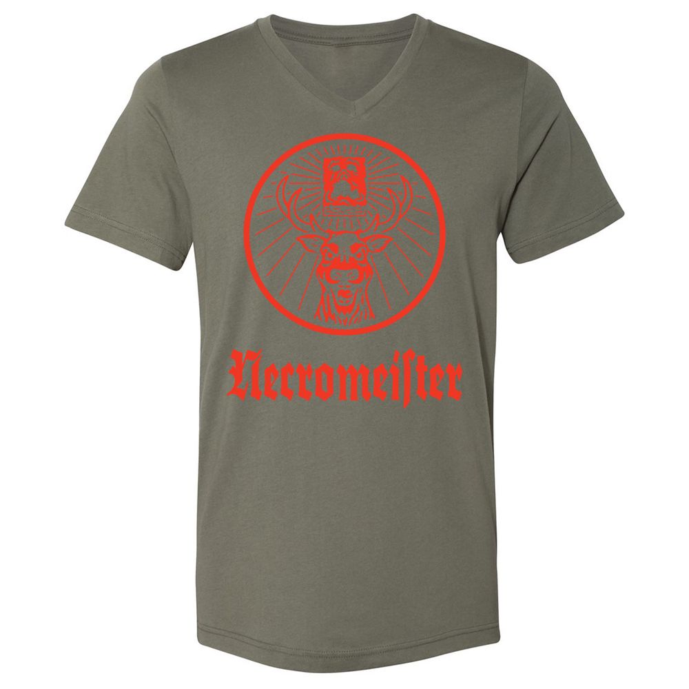 Unisex V-Neck T-Shirt - TVZFM4XH - Military Green - 10