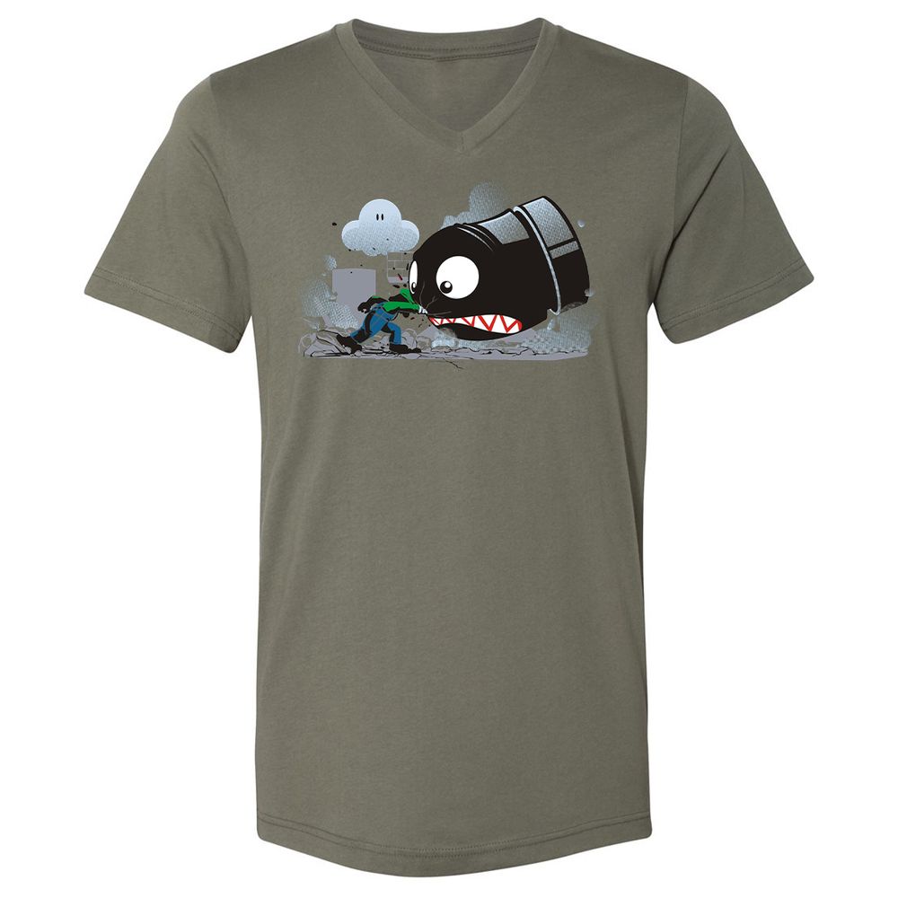 Unisex V-Neck T-Shirt - 7DYS8K68 - Military Green - 10