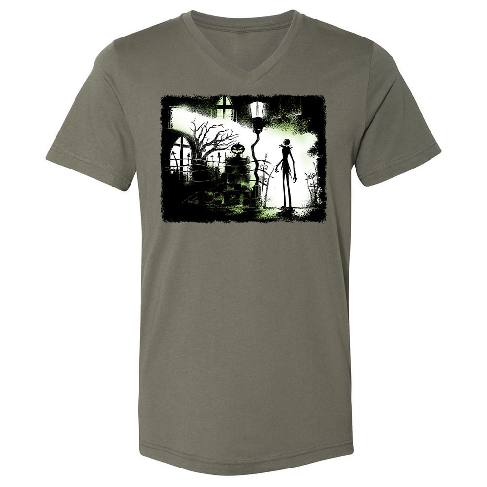 Unisex V-Neck T-Shirt - Black - Military Green - 10