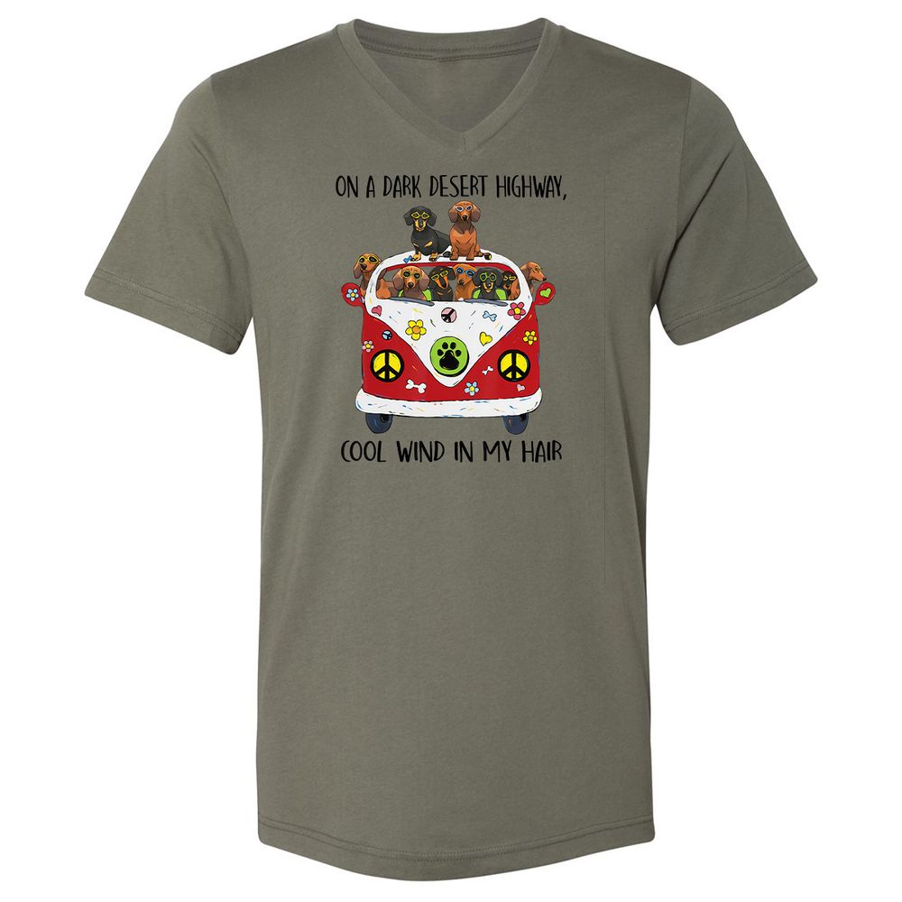 Unisex V-Neck T-Shirt - LYMCD3KC - Military Green - 10