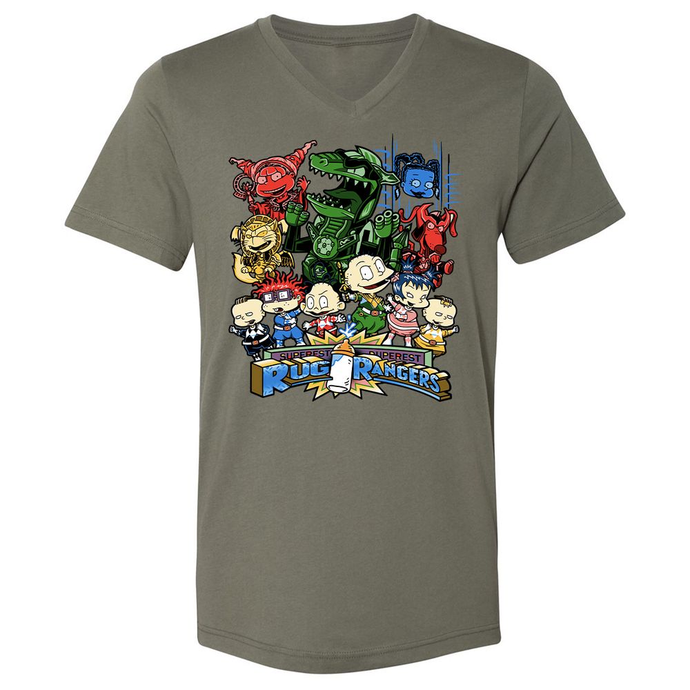 Unisex V-Neck T-Shirt - XFUJG6YF - Military Green - 10