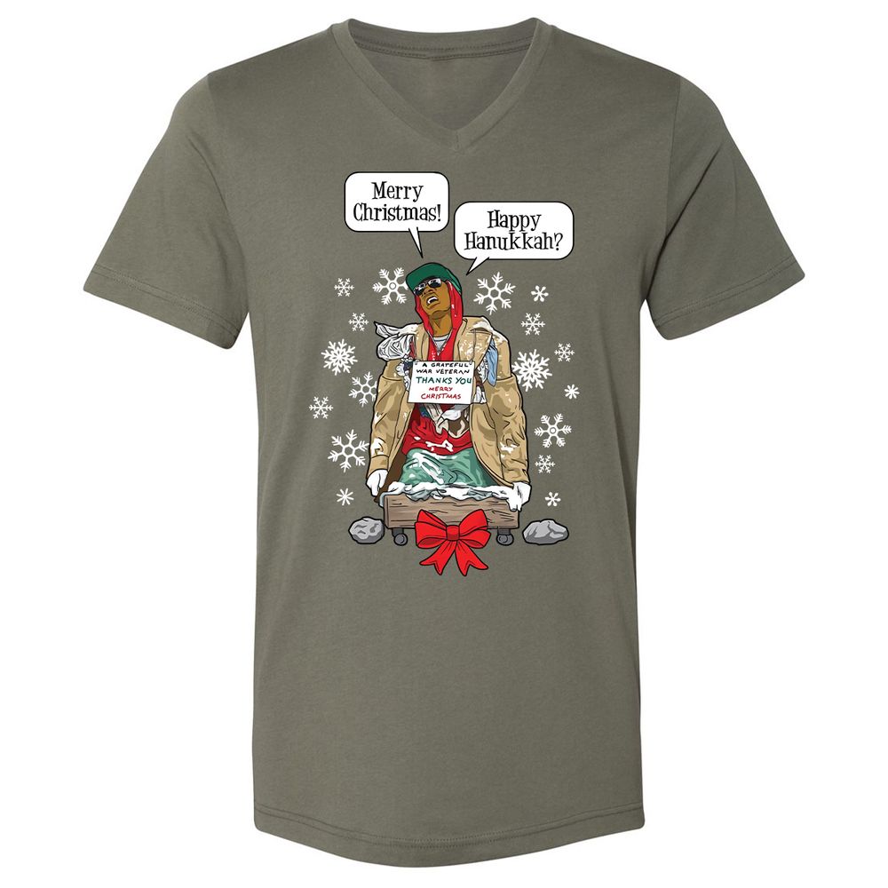 Unisex V-Neck T-Shirt - N77KNJSD - Military Green - 10