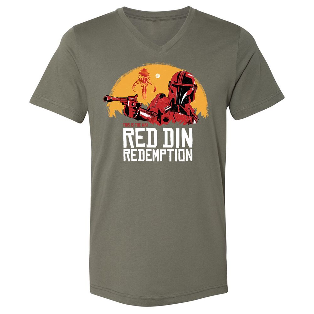 Unisex V-Neck T-Shirt - E5AD1DQ8 - Military Green - 10