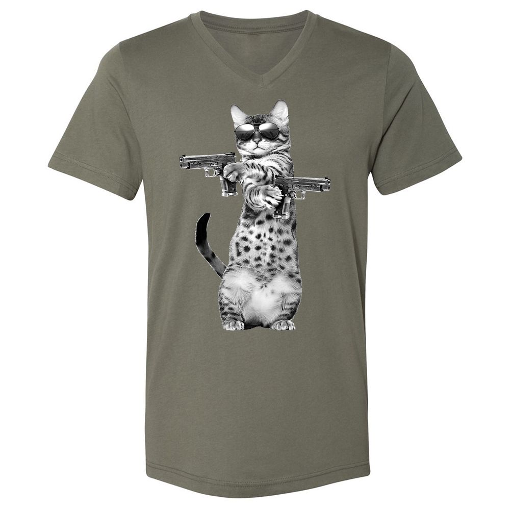 Unisex V-Neck T-Shirt - Q25L79X5 - Military Green - 10