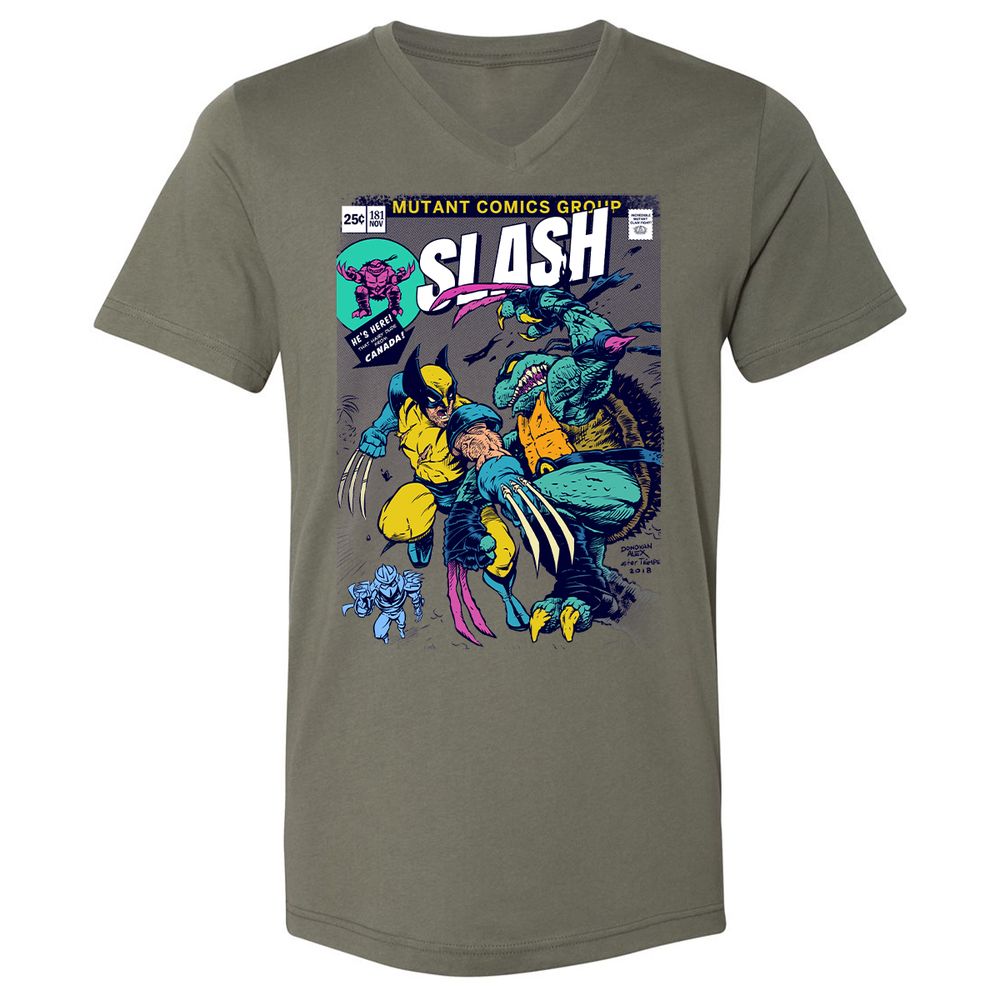 Unisex V-Neck T-Shirt - 9GPXKKDJ - Military Green - 10