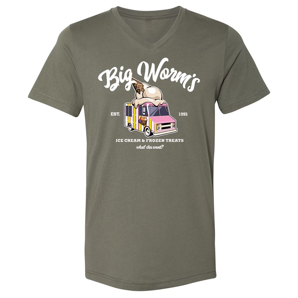 Unisex V-Neck T-Shirt - 7M14HXNK - Military Green - 10