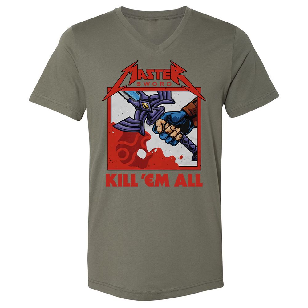 Unisex V-Neck T-Shirt - KDNRBUK7 - Military Green - 10