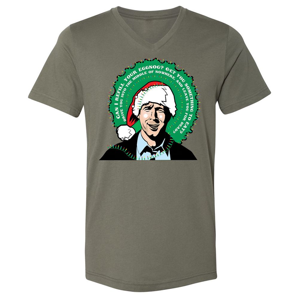 Unisex V-Neck T-Shirt - VZL759QP - Military Green - 10