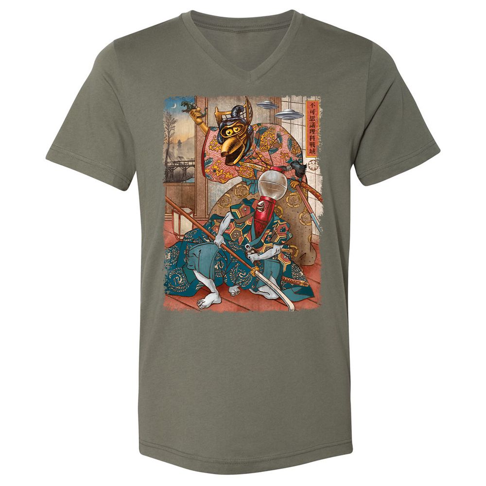 Unisex V-Neck T-Shirt - W9TTMX4X - Military Green - 10