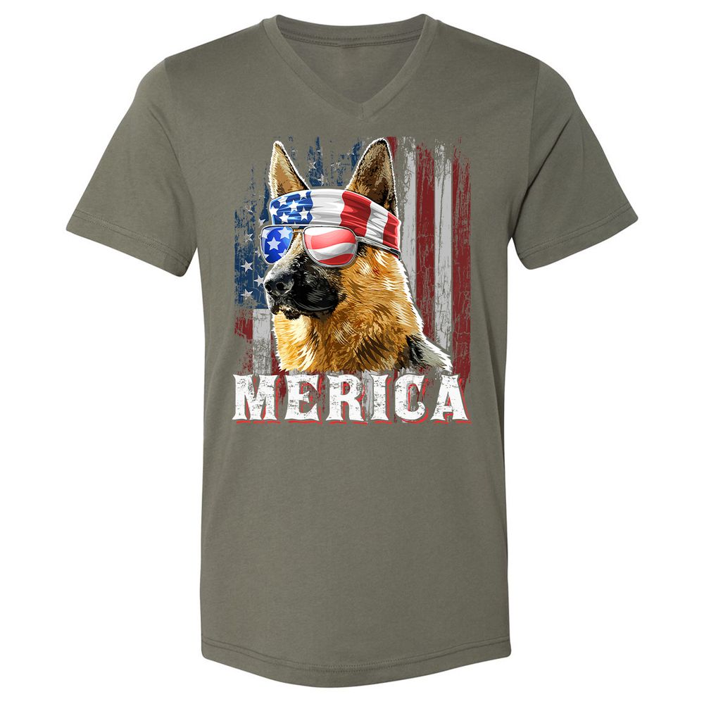 Unisex V-Neck T-Shirt - Q5F2LQ4F - Military Green - 10