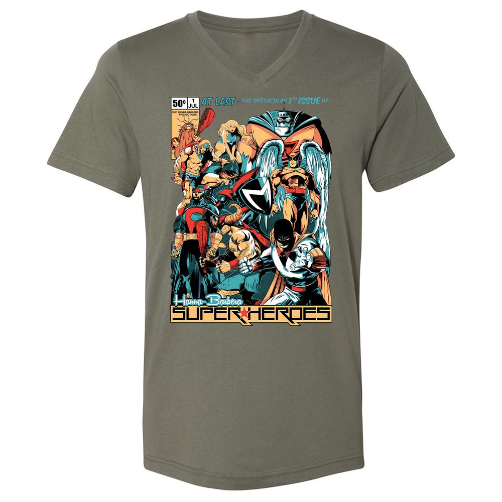 Unisex V-Neck T-Shirt - C4RNGJXQ - Military Green - 10