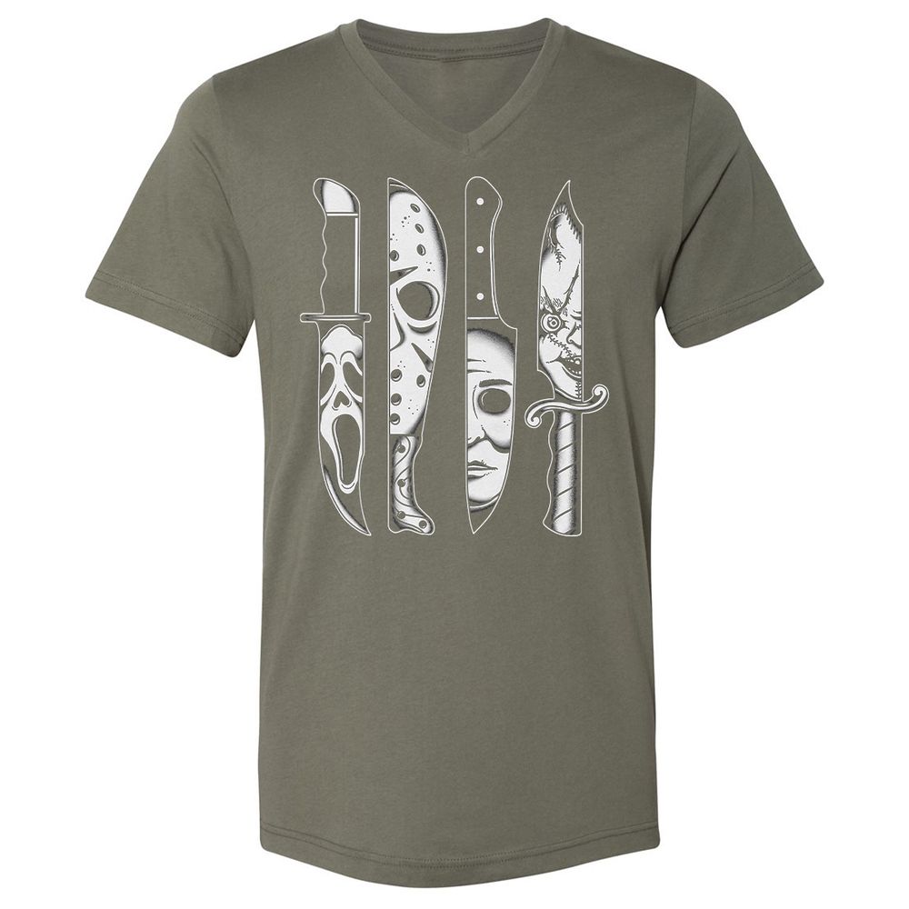 Unisex V-Neck T-Shirt - 91R624YQ - Military Green - 10