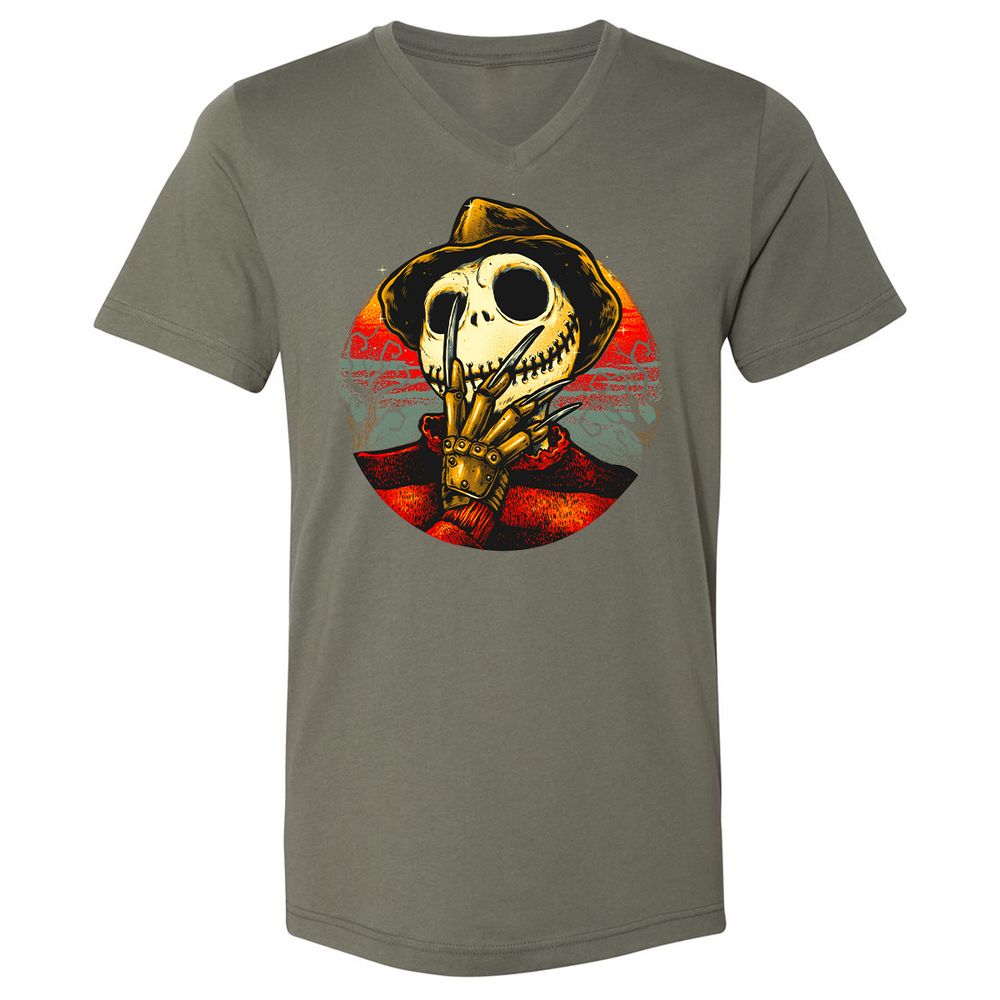 Unisex V-Neck T-Shirt - QETYJYF4 - Military Green - 10