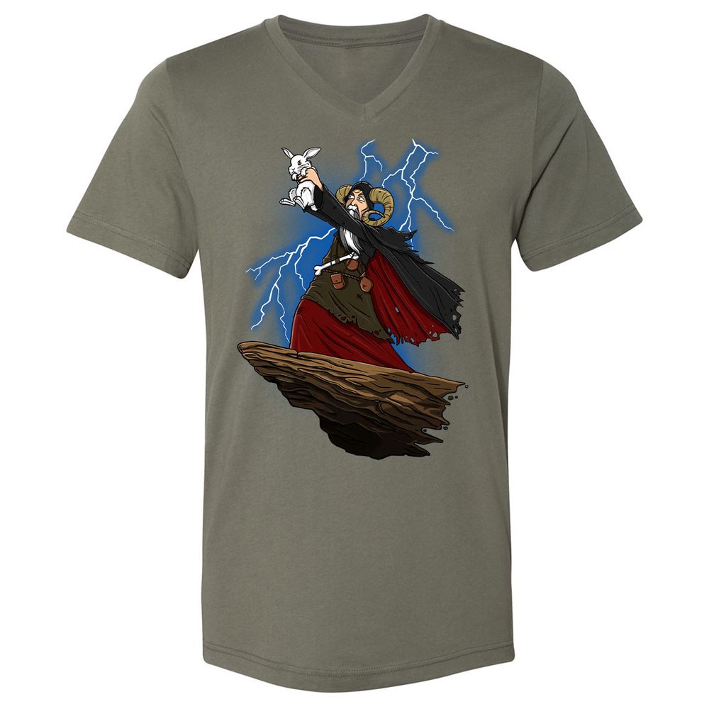 Unisex V-Neck T-Shirt - EZUXKW6N - Military Green - 10