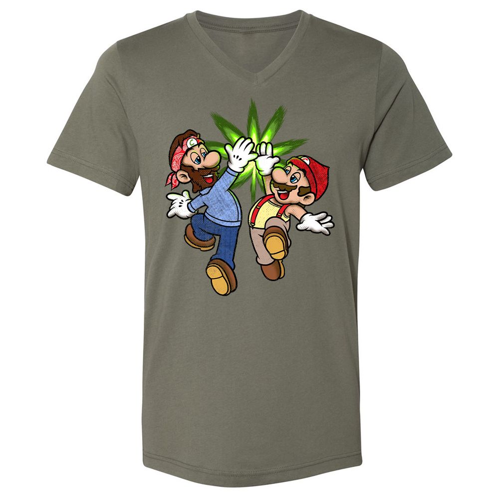 Unisex V-Neck T-Shirt - HKUP1CQE - Military Green - 10