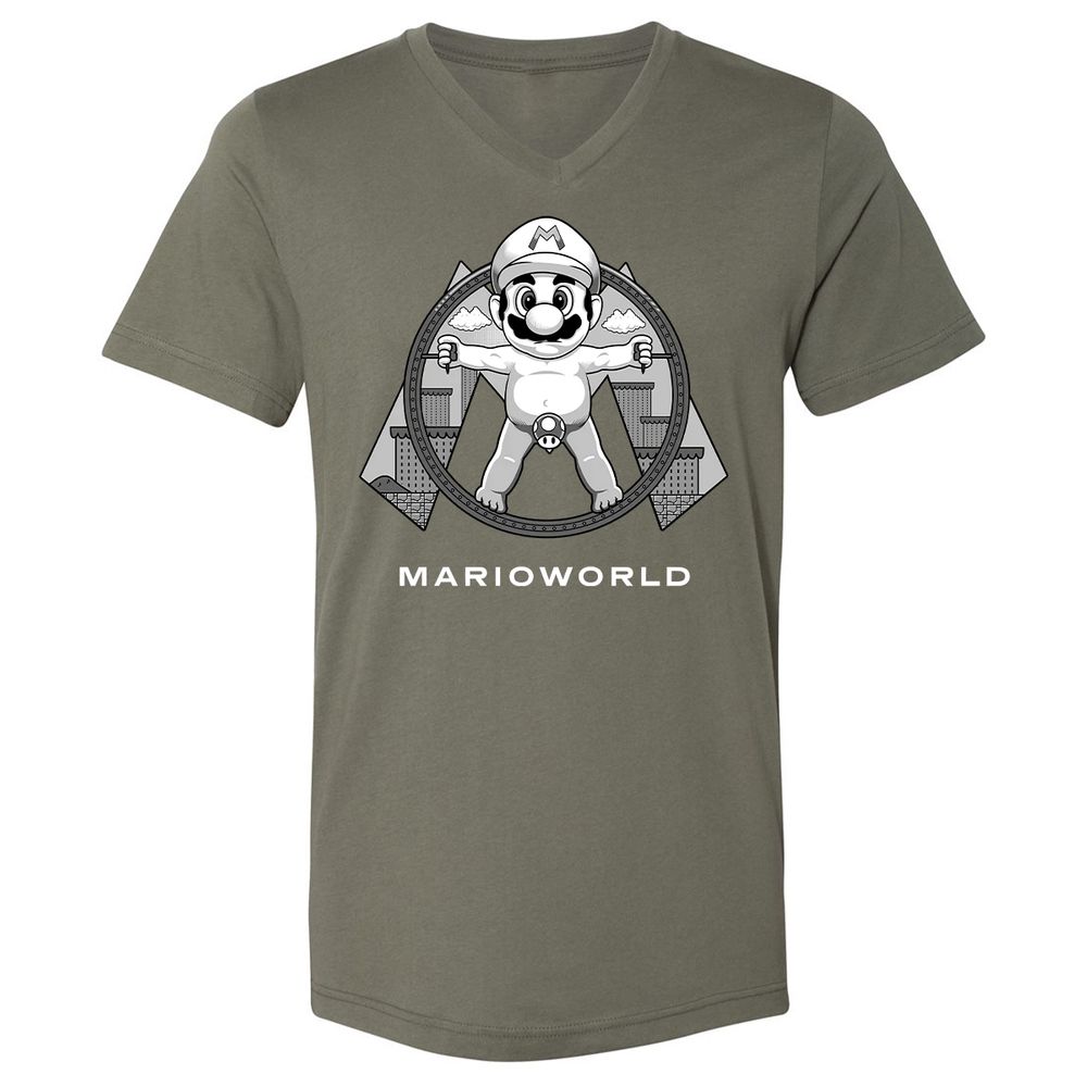 Unisex V-Neck T-Shirt - QM9CYN89 - Military Green - 10